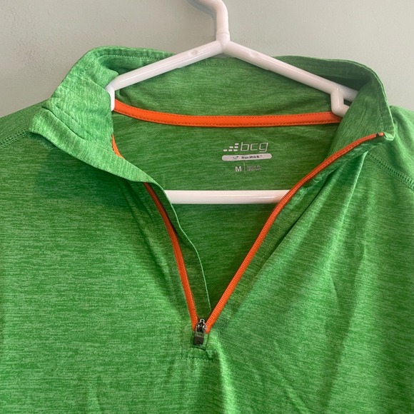 BCG Tru-Wick Men 1/4 Zip Pullover Active Long Sleeve Athletic Shirt Green Medium - Picture 3 of 5